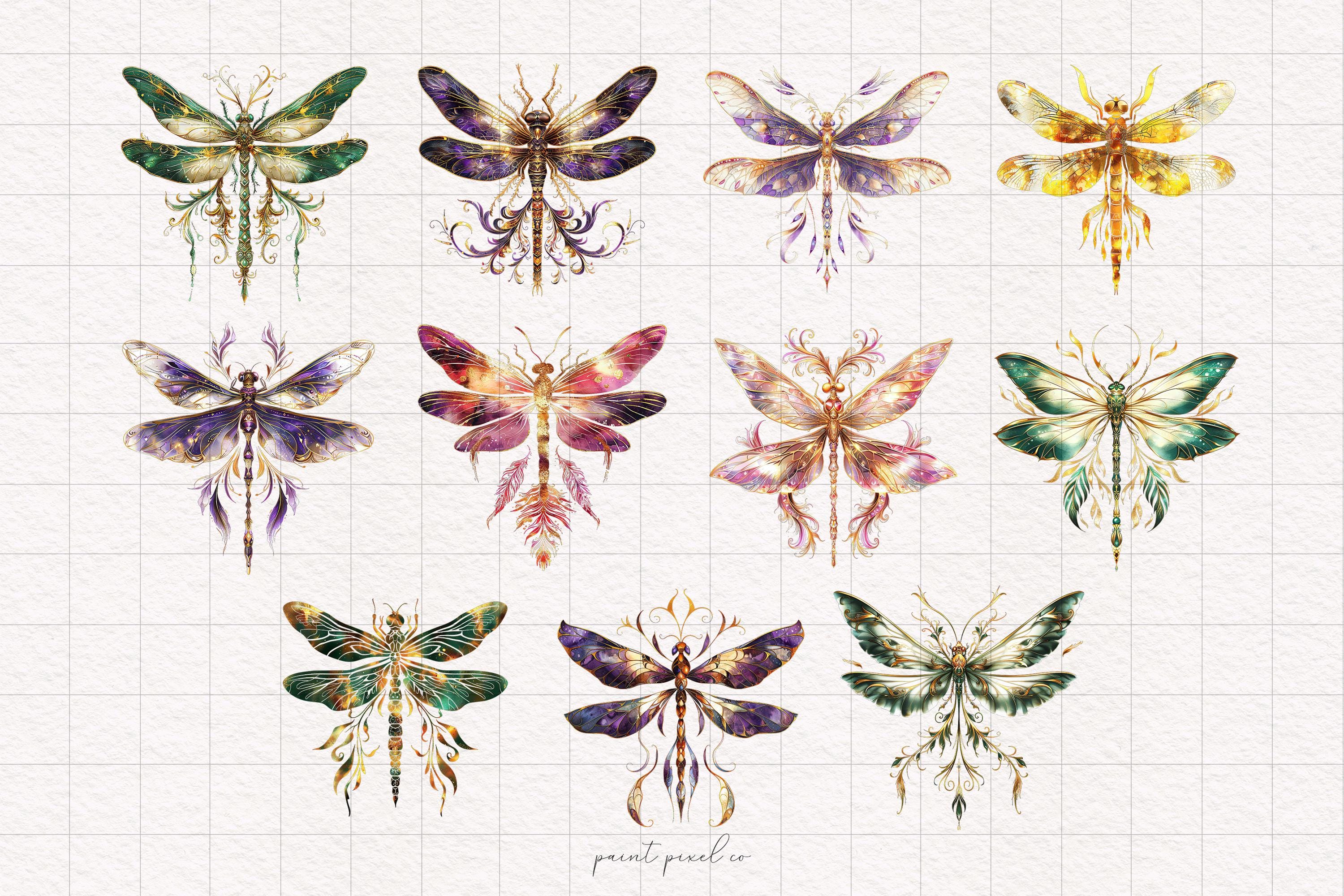 Whimsy Dragonfly PNG Watercolor Dragonflies Clipart Whimsical Insects ...