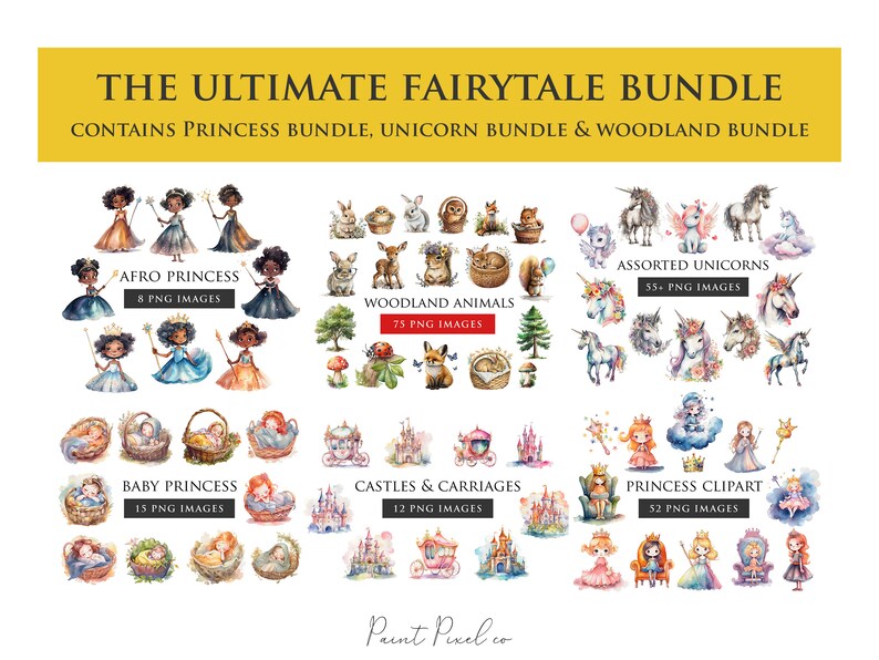 Fairytale PNG Bundle Unicorn Clipart Princess PNG Mushroom Woodland ...