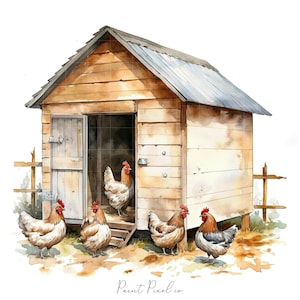 6 Granja Gallinero clipart Clipart Alta calidad JPGs Gallina y huevos clip art Sublimación Junk Journal Papel elaboración Licencia comercial