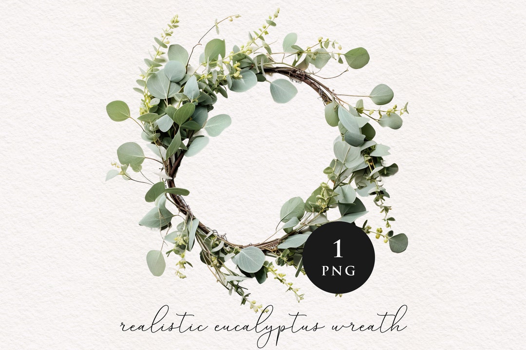 Eucalyptus Wreath Clipart PNG Realistic Sublimation Transfer Clip Art ...