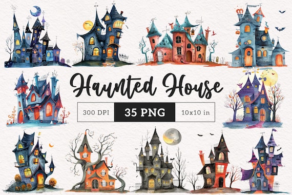 Quirky Haunted House PNG Creepy Halloween Clipart Whimsical Spooky house Funny Wonky graphic Silly Sublimation DTF scrapbooking Junk Journal