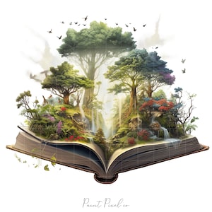 8 Fantasy boek Clipart Hoge kwaliteit JPGs Magische open boek clipart Sublimatie Junk Journal Digitale papier crafting Commerciële licentie