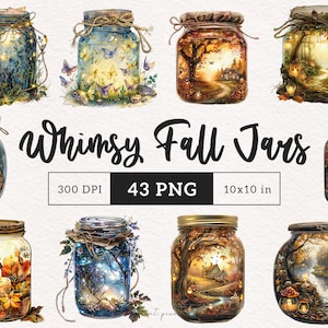 Herfst in een pot clipart magische herfst PNG gezellige herfst decor Boho grillige herfst potten sublimatie plakboek Crafting Junk Journal DTF