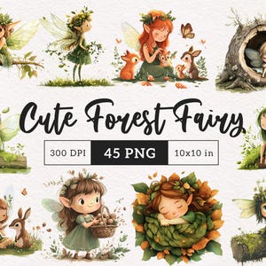 Schattig bos fee clipart eigenzinnigheid lente bos feeën PNG mystieke fantasie illustratie kinderkamer inrichting papier ambachtelijke plakboek ongewenste dagboek