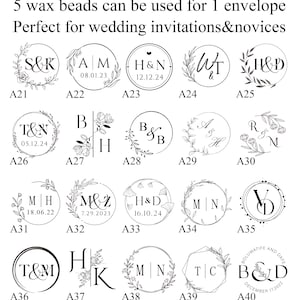 Custom wax seal stamp kit for wedding invitation / Personalized wax stamp kit / Custom wax seal kit / Arrives in Approximately 6-8 Days image 4