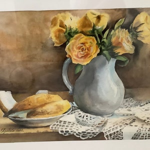 水差しのある水彩画の静物画 - Etsy 日本