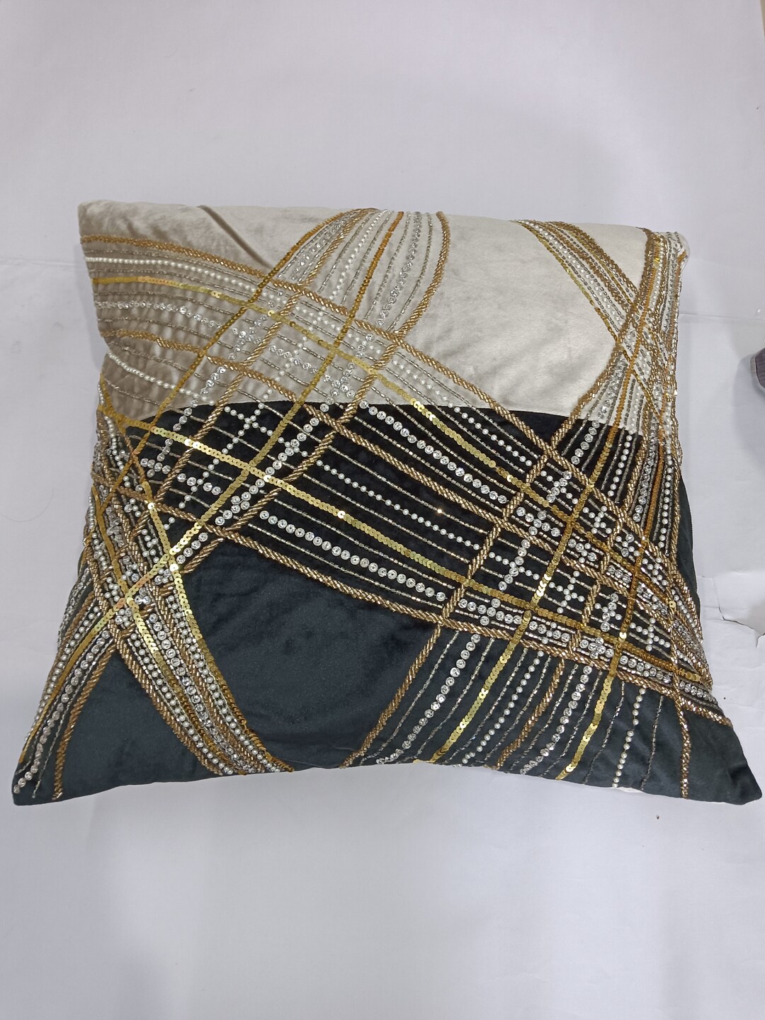 Buy Off White Textured Pillow Cover Luxury Abstract Cushion Online in