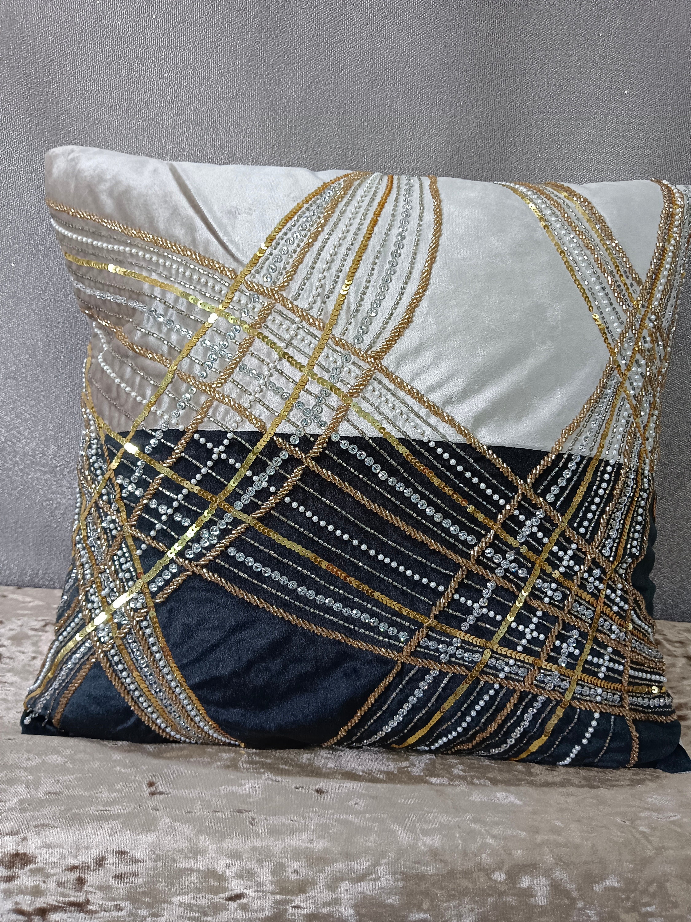 Buy Off White Textured Pillow Cover Luxury Abstract Cushion Online in