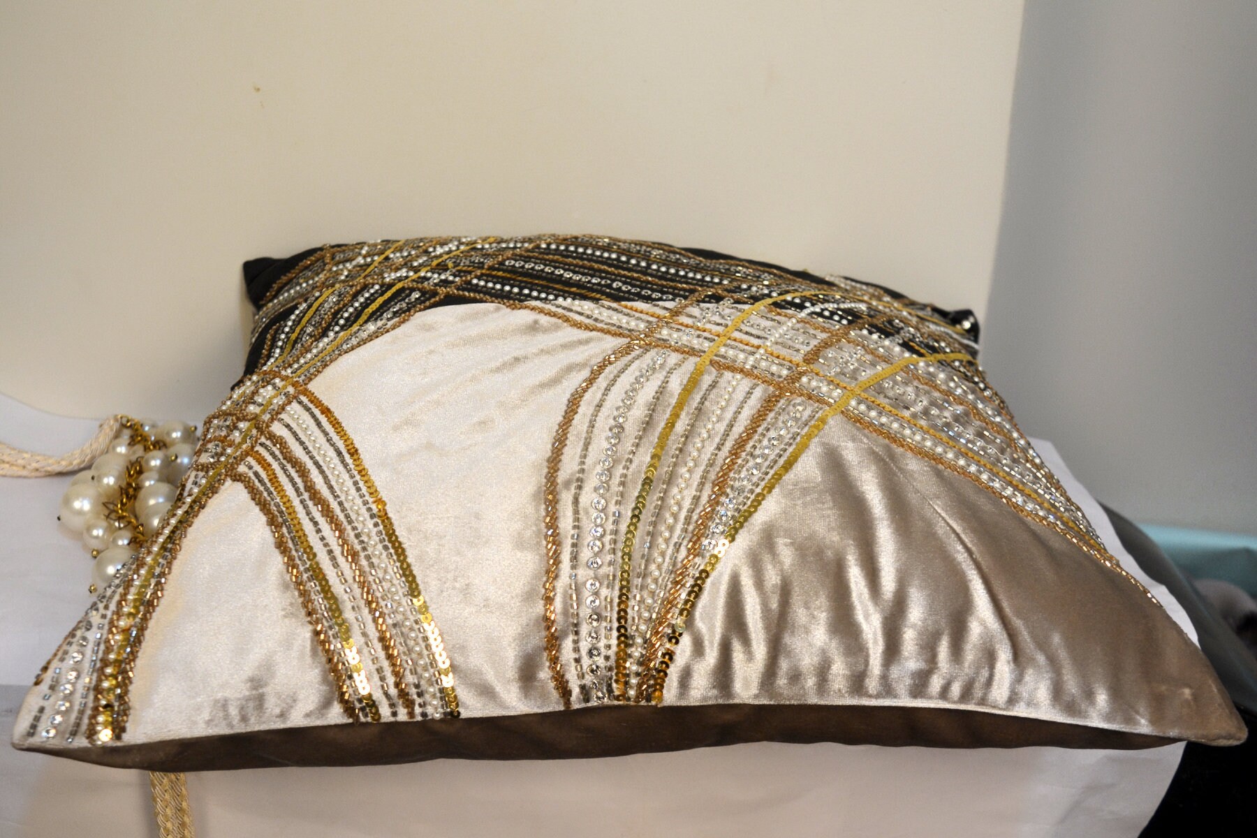 Buy Off White Textured Pillow Cover Luxury Abstract Cushion Online in