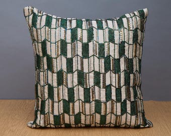 light gold satin green throw pillow luxury conteporary pillow moderm pillow surfsce embellished custom accent personalised pillow k g n 13