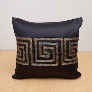 Black Gold Throw Pillow Cover Luxury Contemporary Modern Pillow Cover Hand Embroidered Embellished Custom Accent Personalised pillow
