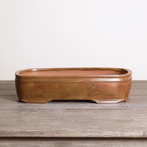 Rectangle Bonsai Pot 13 Inch Large Brown Glazed Stoneware
