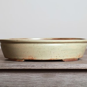 Round Bonsai Pot 11 Inch Medium Sage Green Glazed Stoneware