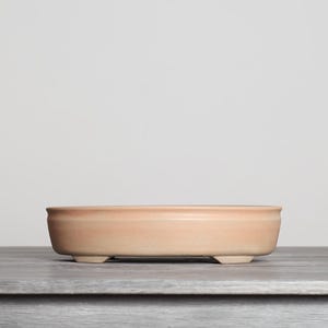 Oval Bonsai Pot 11 Inch Medium Peach Glazed Stoneware