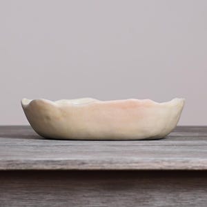 Wavy Rim Oval Bonsai Pot 10 Inch Medium Ivory Glazed Stoneware