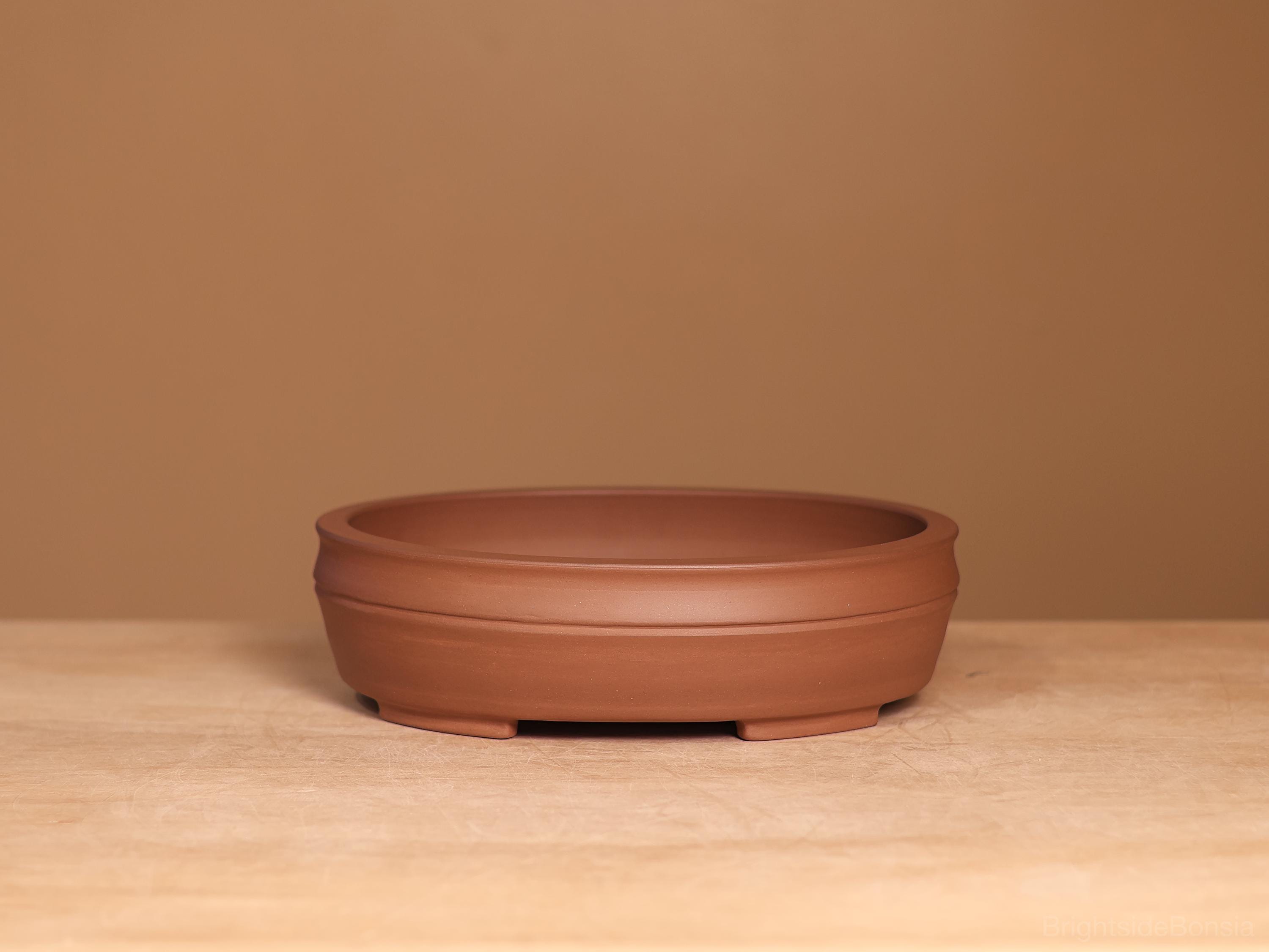 11 Inch Oval Bonsai Pot Handmade Unglazed Stoneware Planter for Outdoor Bonsai Trees