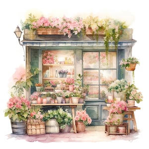 Conjunto de 10 imágenes prediseñadas de floristería, pintura digital en acuarela, ilustración floral, imágenes prediseñadas botánicas, ramo y decoración de pared de jardín