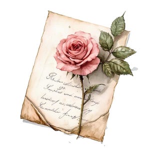 Paquete de 10 cartas de amor antiguas con acuarela digital, ilustración romántica vintage en papel, decoración de escritura retro nostálgica, clip art