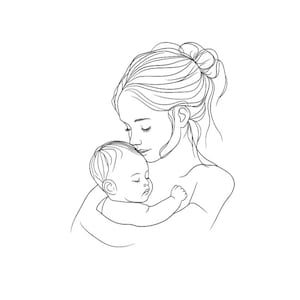 10 Mother Cuddles With Her Baby Clipart Set Digital Minimalistic Line ...