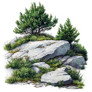 Wacholder, Wacholder, Wacholder, Wacholder, Berg, Berg, Clipart-Set, Digitales Aquarell Evergreen Baum, Baum, Malerei, Botanische Illustration, Wilde Landschaft, Clip Art