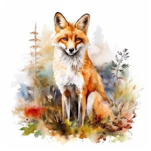 10 Fox clipart set digitale aquarel schilderij bos schepsel afbeelding wild bos dier illustratie roofdier wildlife clip art bundel