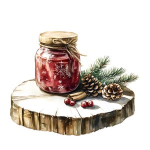 10 Weihnacht Marmeladenglas Clipart Set Digitale Aquarell Malerei Festliche Dekor Illustration Winter Marmelade Graphic Urlaub Geschenk Clip Art Bundle