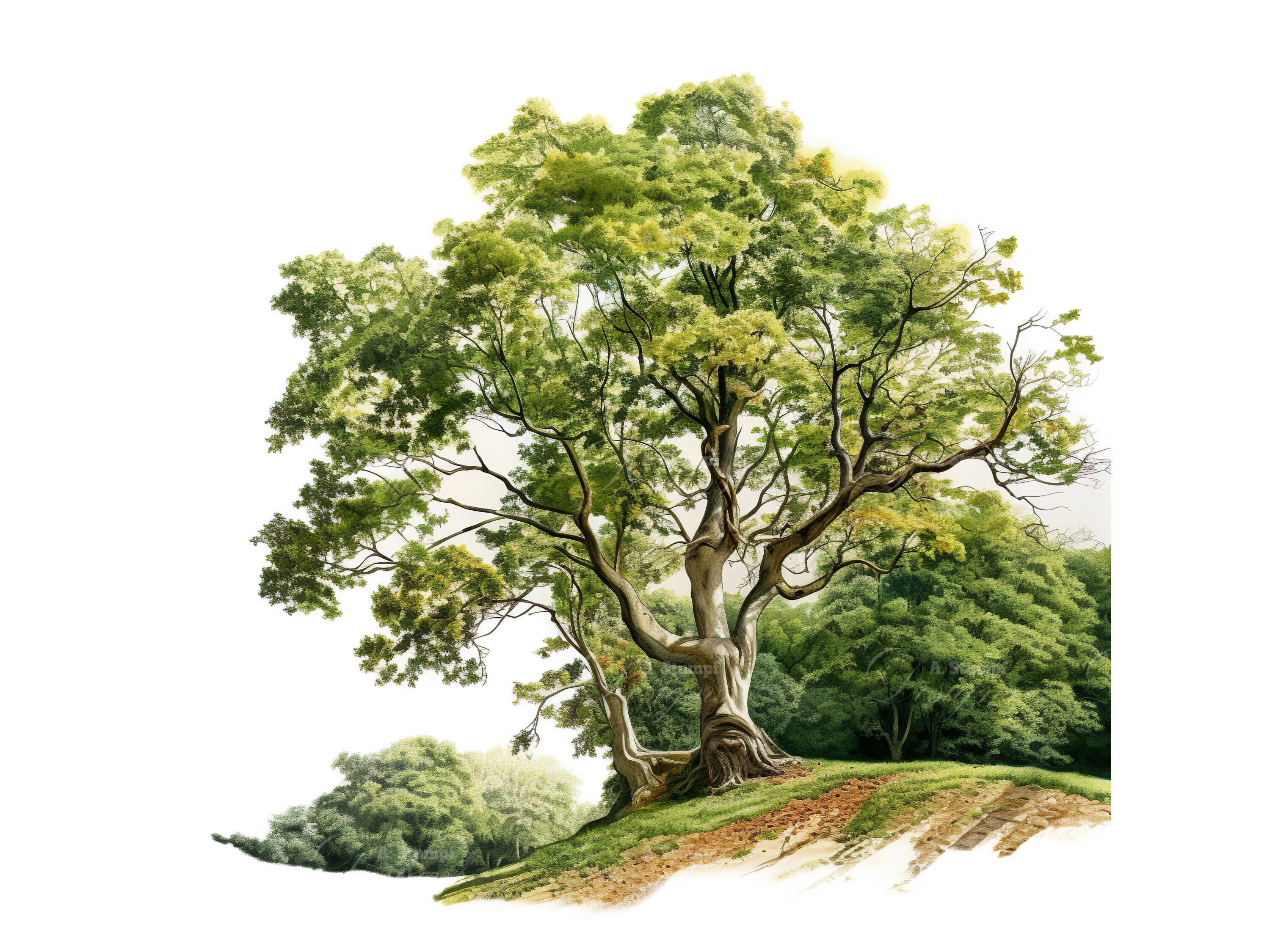 Beech Tree Clipart Set Watercolor Clip Art Bundle Printable Wall Art ...