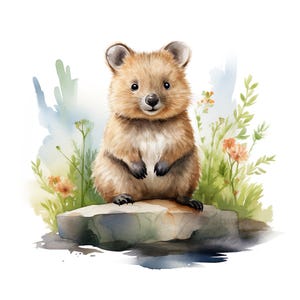 10 Quokka clipartset digitale aquarel schilderij Australisch buideldier bos dier dieren in het wild illustratie Aussie natuur clip art bundel
