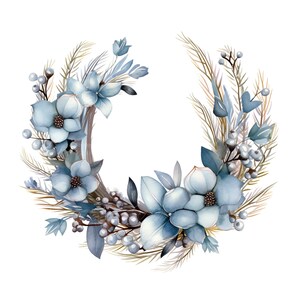 Conjunto de 10 imágenes prediseñadas de coronas rústicas de invierno, pintura de acuarela digital, ilustración de decoración navideña acogedora, paquete de imágenes prediseñadas de guirnalda de pino esmerilado