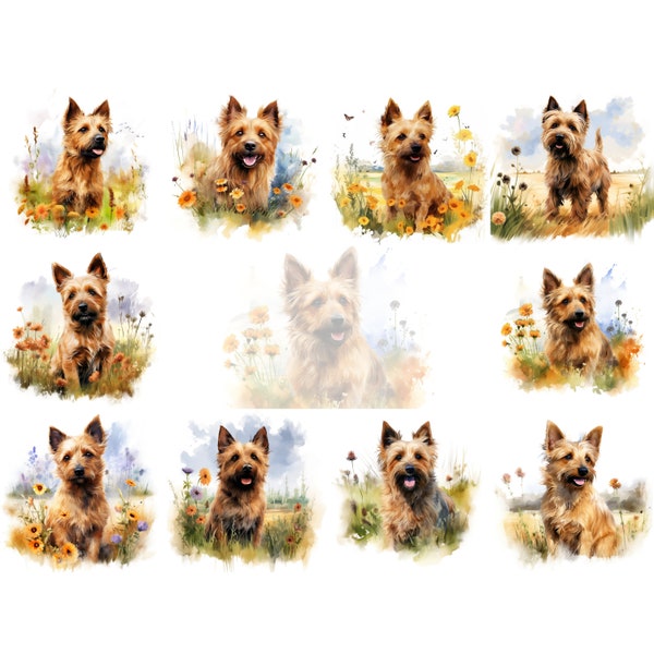 Australian Terrier Clipart Set - 10 High Quality JPGs, Pet Portrait Clipart, Dog Lover Graphics, Dog Breed Clip Art, Pet Illustrations