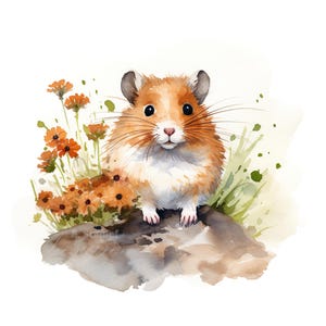 10 set di clipart di criceti soffici e carini, pittura ad acquerello digitale, adorabile illustrazione di animali, grafica di roditori, animali domestici, clip art