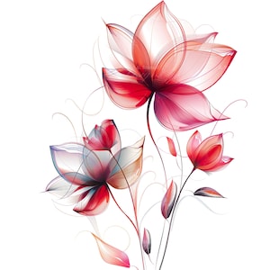 10 set di clipart di fiori astratti, acquerello digitale, fiori, pittura, illustrazione floreale, moderno, clip art, design contemporaneo artistico