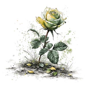 Ensemble de 10 cliparts roses simples élégants, aquarelle numérique, illustration de floraison romantique, lot de 10 cliparts floraux botaniques élégants