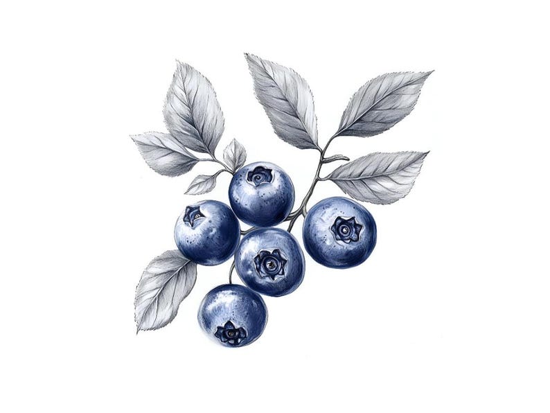 10 Wild Berry Branch Clipart Set Digital Graphite Pencil Sketch Rustic ...