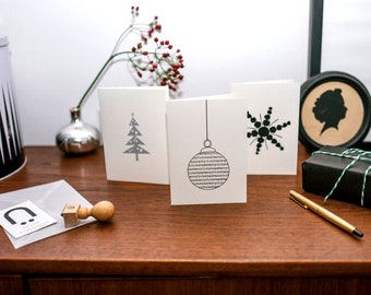 3er-Set Weihnachtskarten O Tannenbaum - Siebdruck hangedruckt