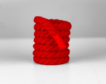 Chunky Laces 14mm Thick Cotton Rope Shoelaces 2pcs, Red with Red Tips, Natural Twisted Custom AF1 Sneakers, Air Force 1, Macrame Rope