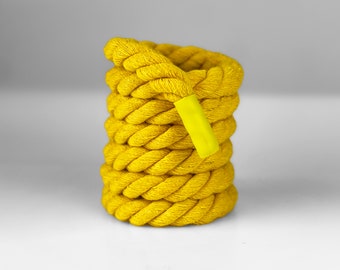 Chunky Laces 14mm Thick Cotton Rope Shoelaces 2pcs, Yellow with Yellow Tips, Natural Twisted Shoelace, Custom AF1, Air Force 1, Macrame Rope