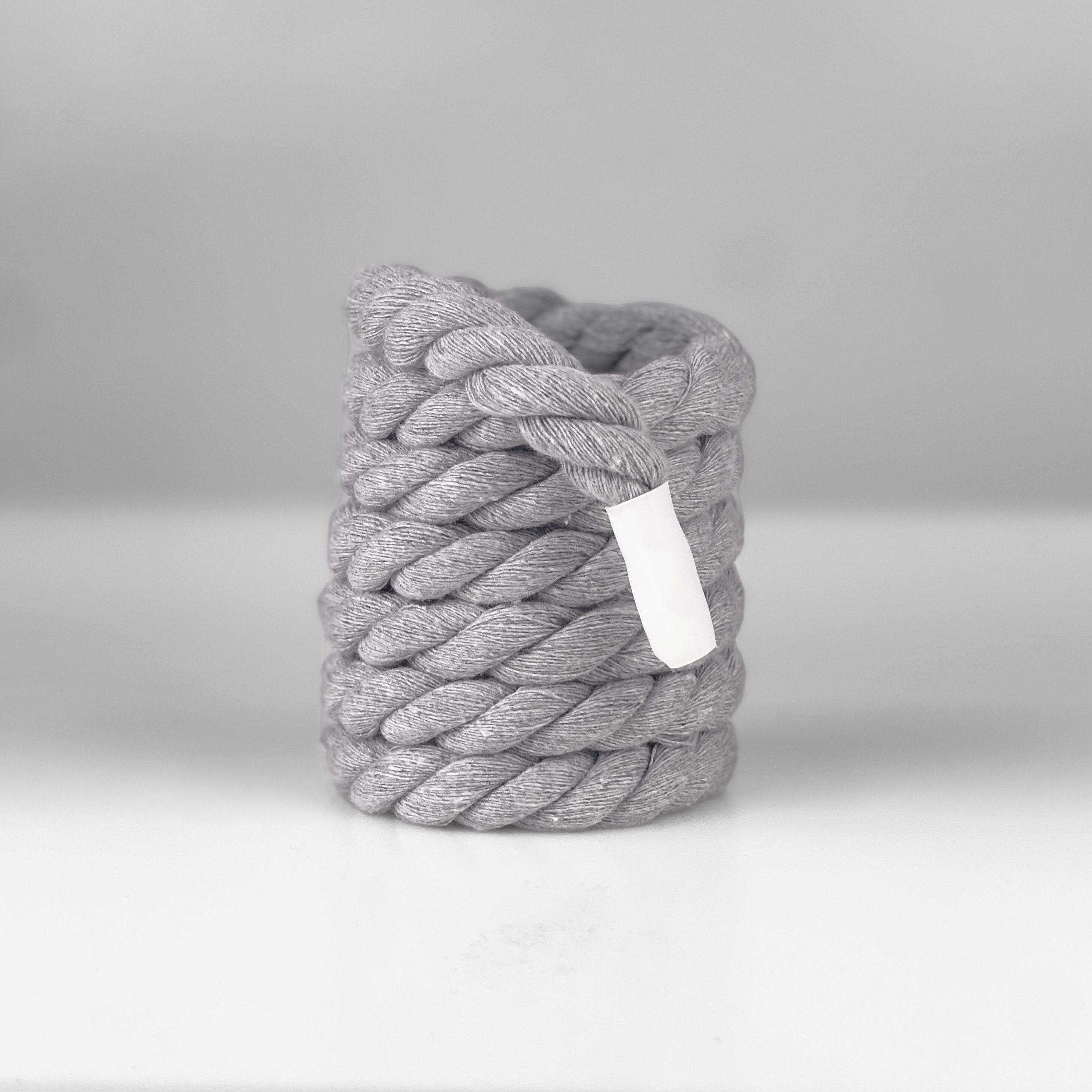 Chunky Laces 14mm Thick Cotton Rope Shoelaces 2pcs, Grey with White Tips, Natural Twisted Custom AF1 Sneakers, Air Force 1, Macrame Rope