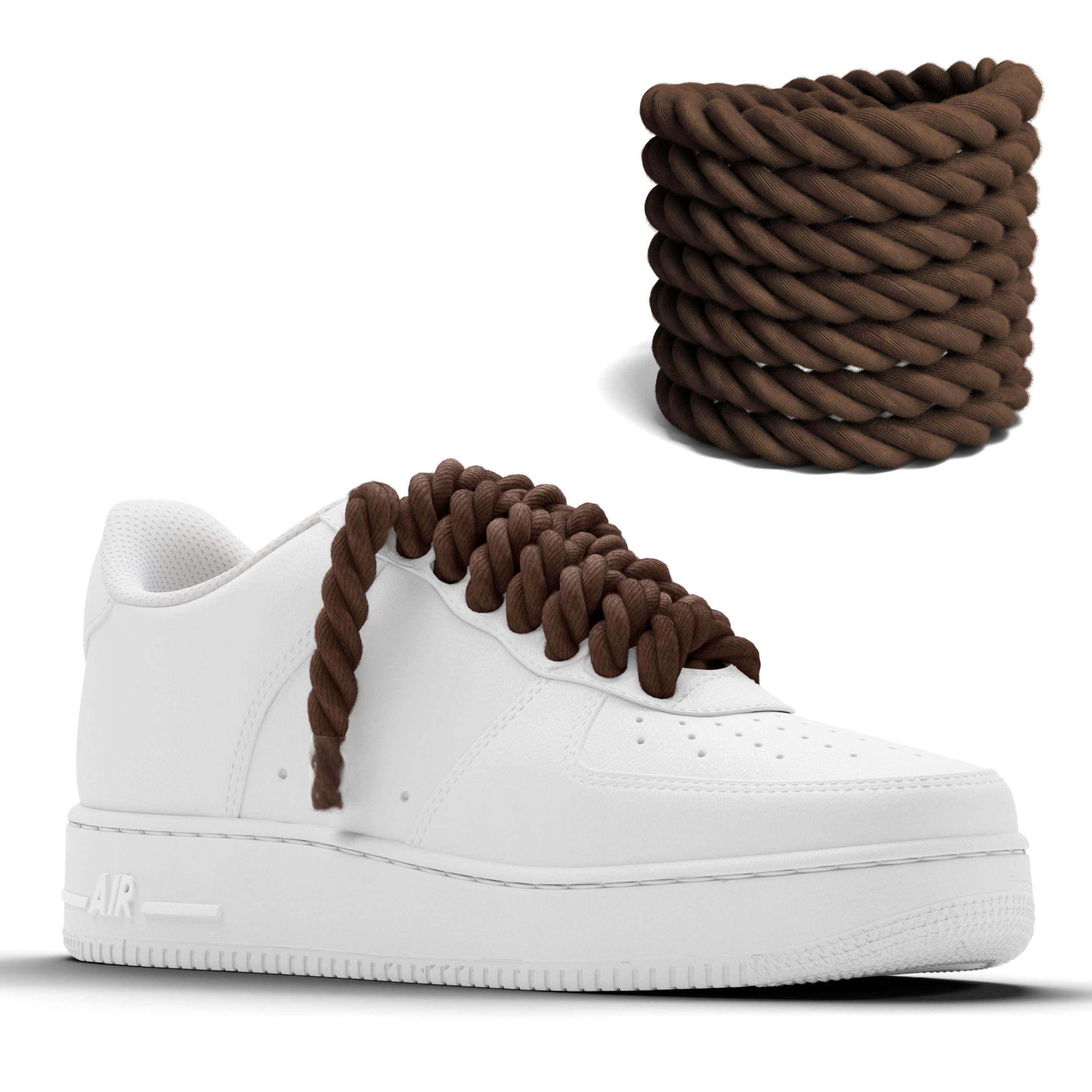 Chunky Chocolate Organic Cotton Rope Shoelaces: Custom AF1 Sneaker Laces