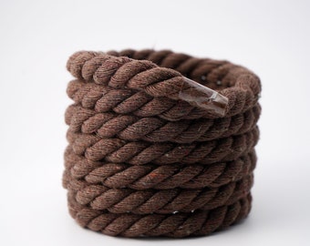 Chunky Laces Chocolate Brown with Clear Tips, 10mm Thickness Cotton Rope Shoelaces, Natural Twisted For Custom Sneakers AF1's