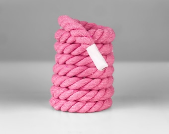 Chunky Laces 14mm Thick Cotton Rope Shoelaces 2pcs, Pink with White Tips, Natural Twisted Custom AF1 Sneakers, Air Force 1, Macrame Rope