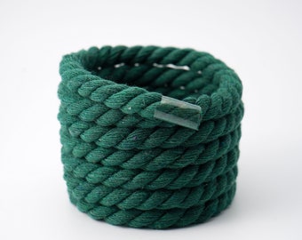 Chunky Laces Forest Green with Green Tips, 10mm Thickness Cotton Rope Shoelaces, Natural Twisted For Custom Sneakers AF1's