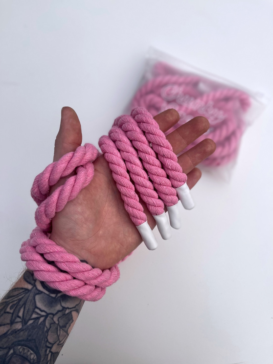 Chunky 10mm Rope Shoelaces PAIR Pink Laces With White Tips Etsy
