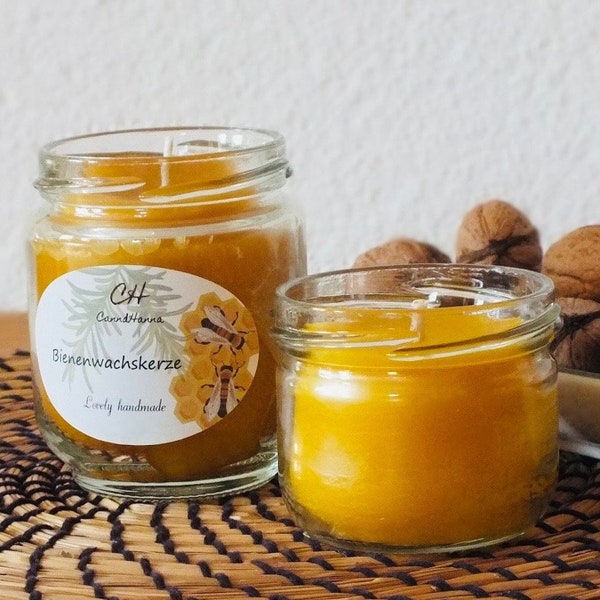 Bienenwachskerze im Glas in zwei Größen 285g/175g