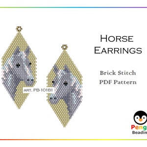 Beaded  HORSE - Miyuki Brick Stitch Beading Pattern PB-10181