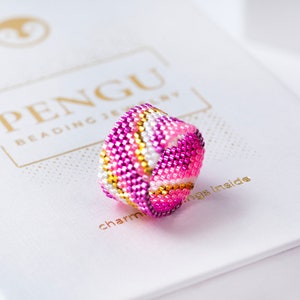 PDF Pattern Beaded Ring as Seed Bead Ring - Peyote Ring Beading Pattern, Miyuki Delica Beads, PB-10228