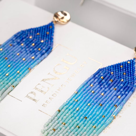 Miyukiiページ Sakura Beaded Earring Pattern PDF - Brick Stitch With Fringe