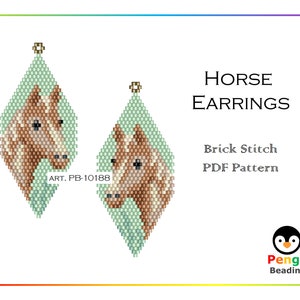 Beaded  HORSE - Miyuki Brick Stitch Beading Pattern PB-10188