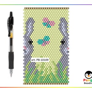 Puede incluir: Un patr&oacute;n de abalorios para un conejito colorido con flores y hierba. El patr&oacute;n est&aacute; etiquetado como "art. PB-10109".