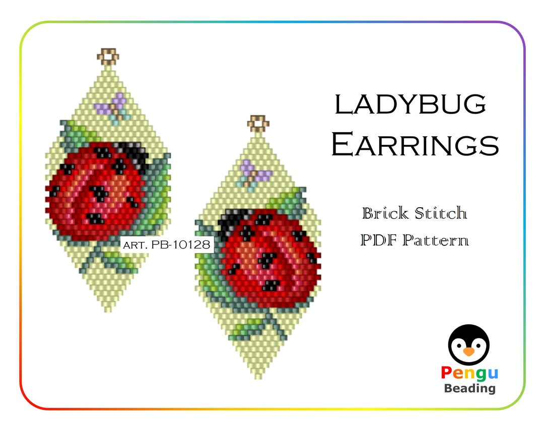 Beaded LADYBUG Earrings as Brick Stitch Seed Bead Pattern - Brick ...